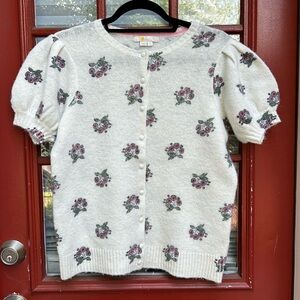 Boden puff sleeve flowered sweater
